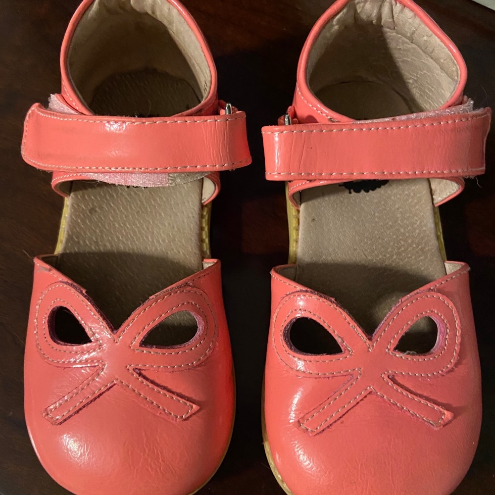 Size 11 Livie and Luca petal shoes in patent coral